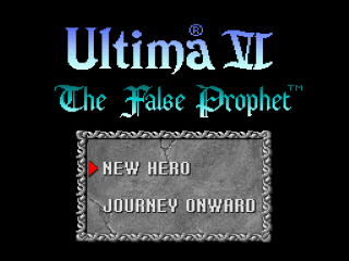 Ultima The False Prophet title screen for Super Nintendo